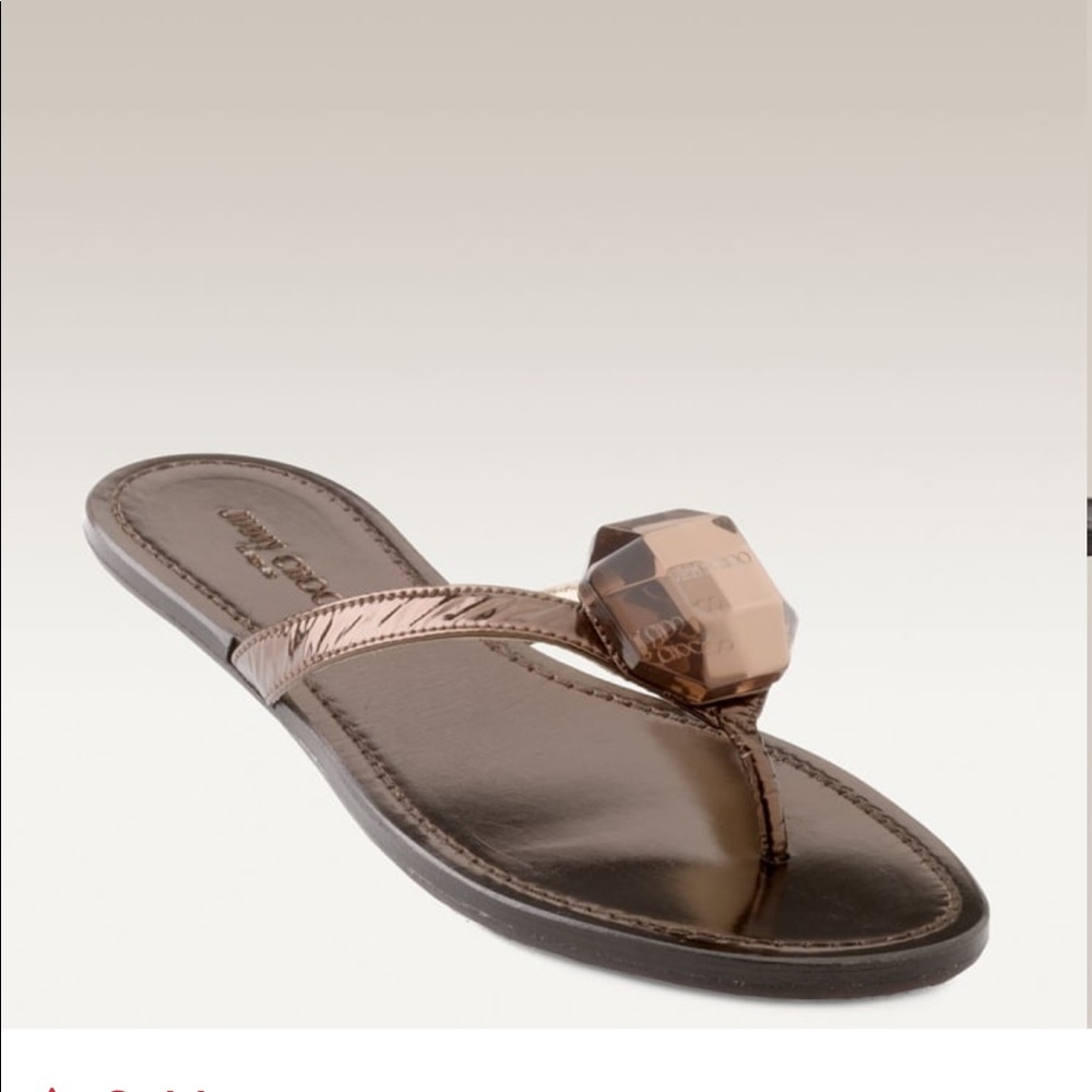 JIMMY CHOO Metallic leather flip-flops